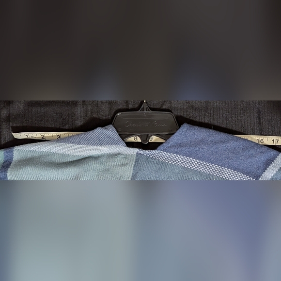 LC Lauren Conrad Women's One Size Tri-Blue Gingham Patchwork Open Cardigan Cape - Picture 4 of 5